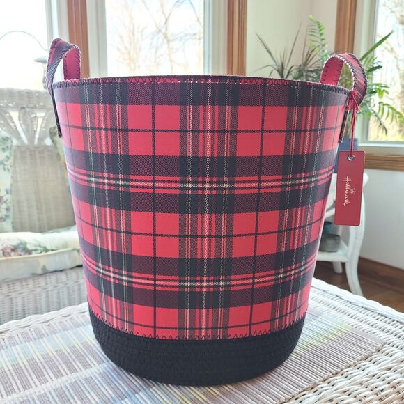 Hallmark Buffalo Plaid Tote Basket - Red and Black - 12.75" Tall - New With Tag - Picture 2 of 10